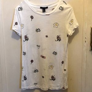 Forever 21 Graphic Print T-Shirt Roller Skate Egg